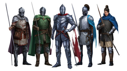 Naklejka premium set of knights isolated on white background.