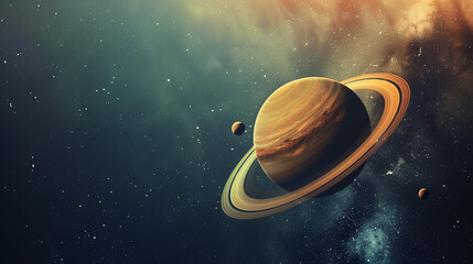 Naklejka premium big planet Saturn on sky, cosmic, universe background, space 