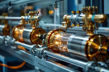 Obraz premium Environmental conference focusing on the impact of gold superconductors on carbon emission reduction
