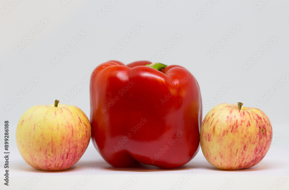 Wall mural apples and paprika in close-up