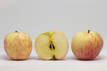tasty three apples in close-up