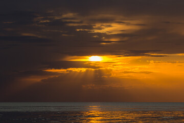 sunset on summer evening at sea