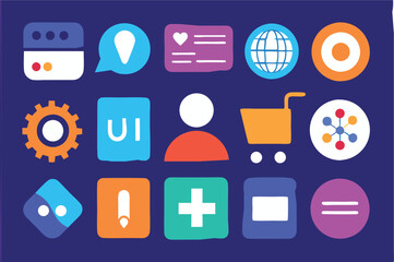 set of icons for web design vector illustration 