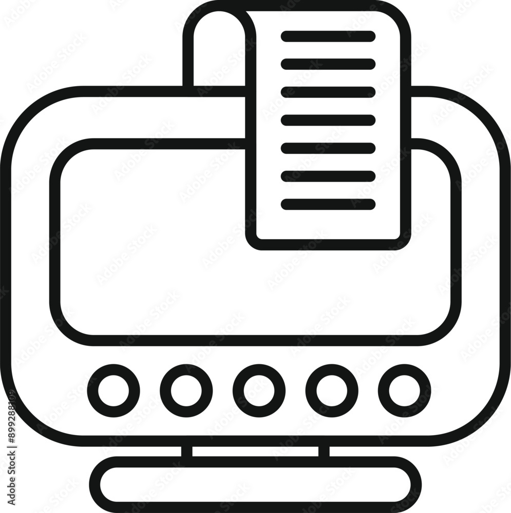 Poster minimalist representation of a retro computer printing a document, ideal for tech related projects