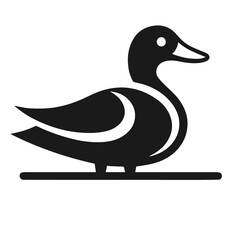 Clean black and white vector silhouette of a Duck isolated on white background