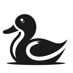 Obraz premium Clean black and white vector silhouette of a Duck isolated on white background
