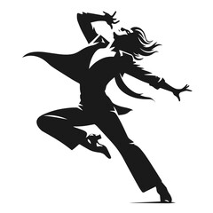 Clean black and white vector silhouette of a Dancer isolated on white background