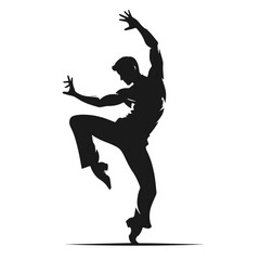 Clean black and white vector silhouette of a Dancer isolated on white background