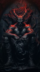 A statue of Satan, the king of hell, on his throne. Generated Ai