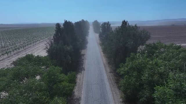 Aerial video over roads in Arad Israel