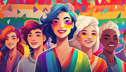 Pop art illustration, banner, texture or background representing Pride Day and the LGBT community