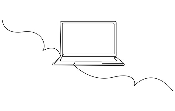 recommend clip art: One line drawing of laptop gadget, continuous single line drawing of laptop computer, line art vector illustration, Simple abstract laptop line art drawing