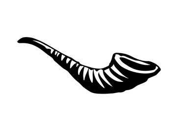 Vector drawing. Jewish ritual horn shofar