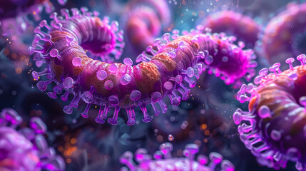 Microscopic Visualization of Healthy Gut Barrier: Prevention of Leaky Gut Through Strong Intestinal Walls and Protective Gut Flora Under a Microscope, Concept of Digestive Health and Microbiome