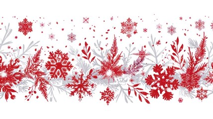 White and Red Snowflake Border Christmas Design for Greeting Card - Vector Illustration for Merry Xmas Header or Banner Wallpaper or Backdrop Decor
