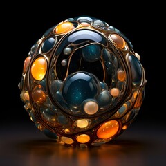 A captivating glass sculpture resembling an underwater scene with glowing orbs and intricate tendrils, evoking a sense of ethereal beauty and tranquility.