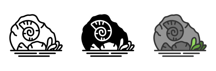 The Fossil icon represents preserved remains of ancient organisms. It symbolizes history, paleontology, and the remnants of life from the past. © Yusqy