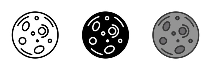 The Moon icon represents the natural satellite orbiting Earth. It symbolizes night, illumination, and celestial beauty.