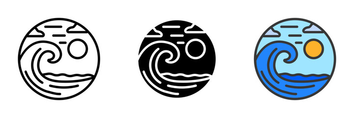 The Ocean icon represents the vast body of saltwater covering most of the earth's surface. It symbolizes depth, expanse, and marine life.