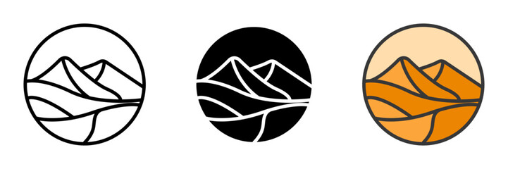 The Sand Dune icon represents natural mounds of sand formed by wind action in deserts or coastal areas. It symbolizes movement, arid landscapes, and natural formations.