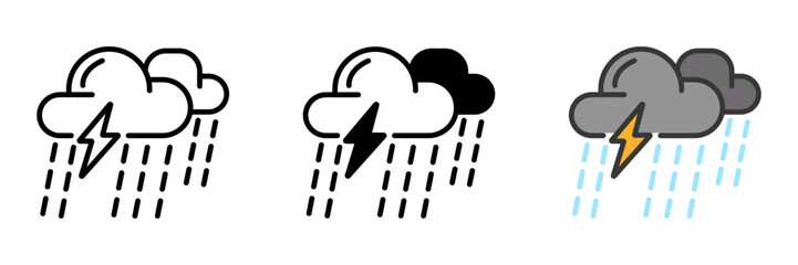  The Thunderstorm icon represents a storm characterized by thunder and lightning. It symbolizes intense weather conditions and powerful atmospheric disturbances.