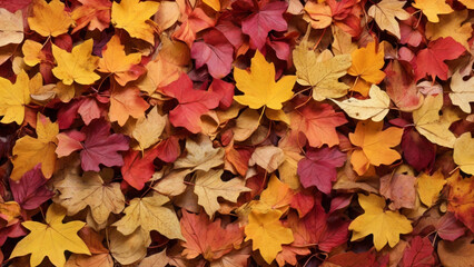 Fototapeta premium Autumn Leaves A mix of reds, oranges, and yellows representing fall foliage