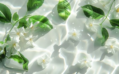 Pure water and jasmine,created with Generative AI tecnology.