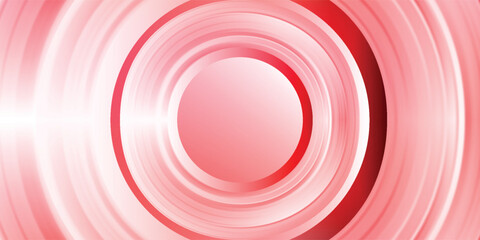 Red concentric rings. Abstract vibrant background. Vector geometric illustration. Radial shapes. Minimal cover design. Minimalist broadcast style concept.