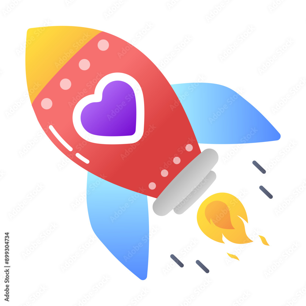 Poster a flat icon of love boost