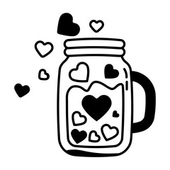 Heart jar icon in glyph style 