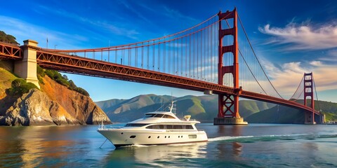 yacht under the golden gate bridge San Francisco Generative AI