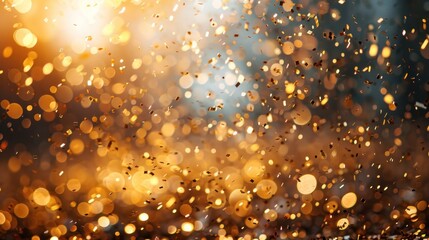 Obraz premium Golden Celebration: Glittering Confetti Rain for Festive Occasions