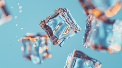 Disappearing Ice Cubes Style Illusion and Frosty Effect Concept with translucent ice cubes fading away and sunlight filtering through