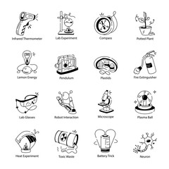 Set of Doodle Style Experiment Icons

