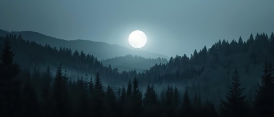 Fototapeta premium Moonlit night perfect for wallpaper landscape fantasy