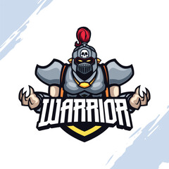Giant Warrior in Steel Grey Armor Vector Mascot