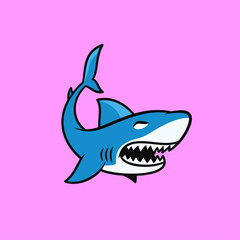 Fierce Cartoon Shark Illustration Angry Expression