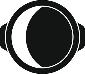 Black simple style icon of a round window that is half open