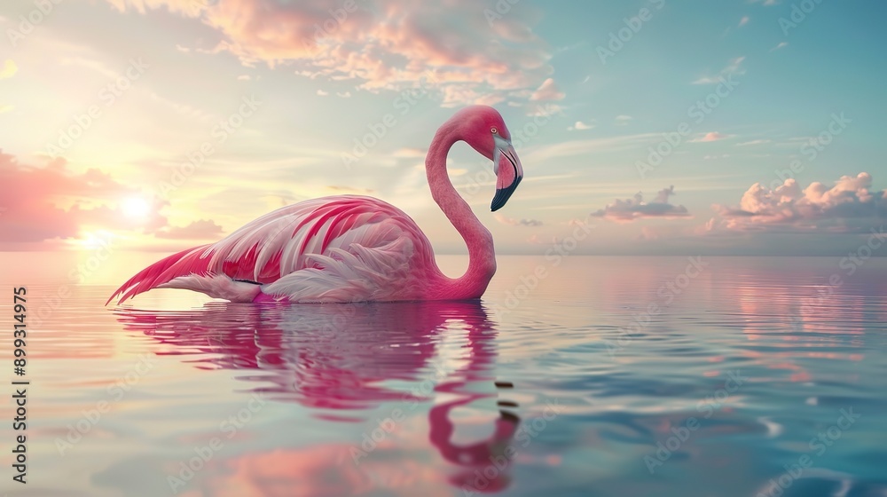 Canvas Prints Pink flamingo in the water