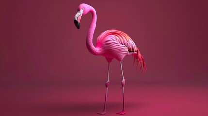 color pink flamingo animal 3d simple background 