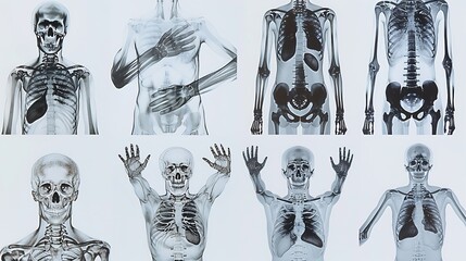 a collage of six medical x-rays showing different parts of the human body
