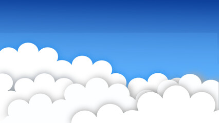sky with Paper cut clouds, stock color illustration   