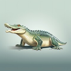 Naklejka premium Minimalist Flat Crocodile Illustration on a White Background