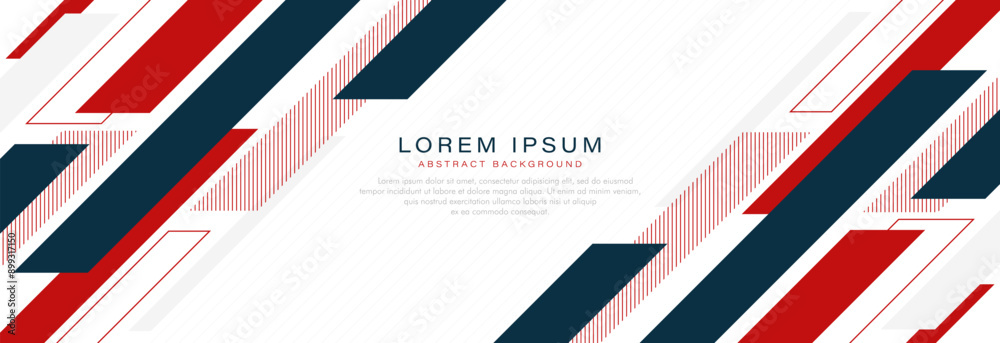 Sticker modern abstract white banner background with space for your text. simple dark blue and red diagonal 
