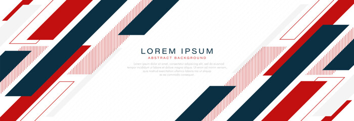 Modern abstract white banner background with space for your text. Simple dark blue and red diagonal geometric shapes design. Suit for corporate, business, presentation, cover, brochure, website