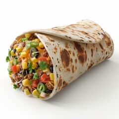 A quesarito, Mexican food element, realistic 3D render, isolated on white background