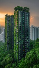 Obraz premium Green Vertical Urban Forest Architecture Tower