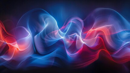 Abstract light painting with swirling red and blue lines on a dark background, creating a mesmerizing and dynamic visual effect.