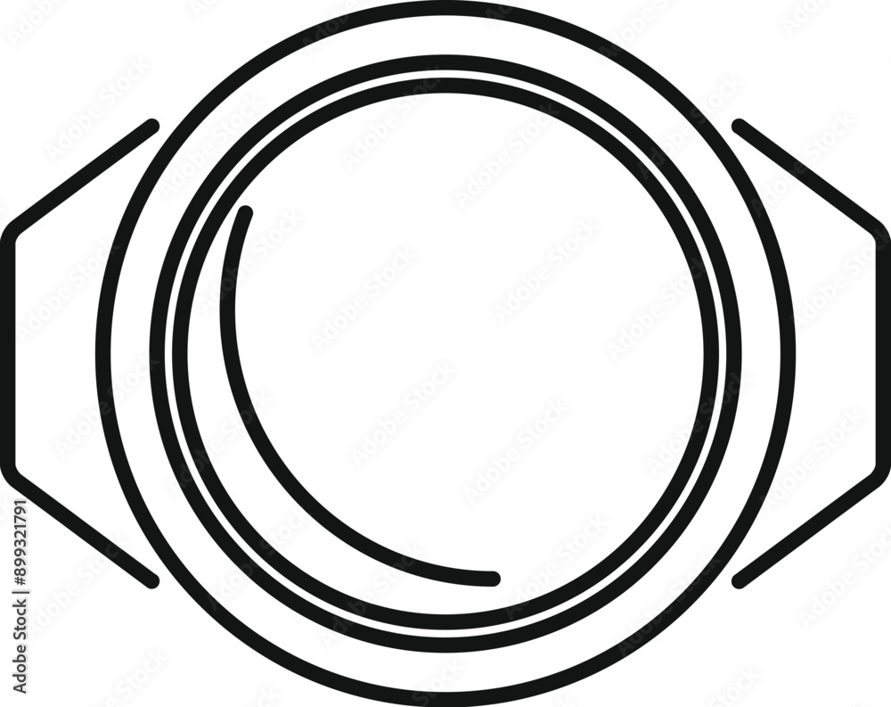 Poster simple line style icon of a round wrist watch with an empty screen showing the time