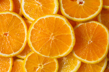 Top view of ripe slice orange citrus fruit